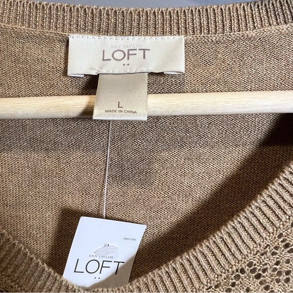 LOFT Tan Cardigan with Relaxed Fit and Textured Knit - Picture 2 of 9